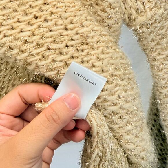 Beulah‎ Style Knitted Metallic Champagne Sweater One Size Fall Cozy Lounge - Picture 5 of 5